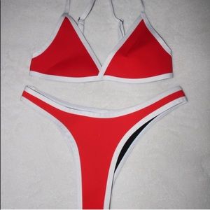 hoaka swim red triangle bikini top